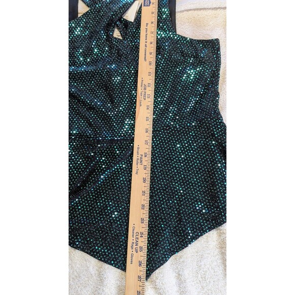 Grace Karin 2XL Sequin Cross-Strap Top Green Metallic Sparkle Plus Size NWT - Picture 10 of 10